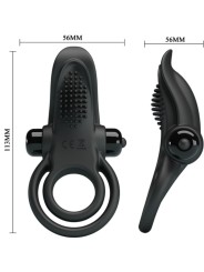 PRETTY LOVE DOBLE ANILLO VIBRADOR ESTIMULADOR CLITORIS 10 VIBRACIONES NEGRO