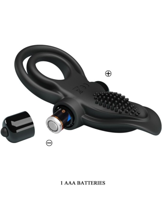 PRETTY LOVE DOBLE ANILLO VIBRADOR ESTIMULADOR CLITORIS 10 VIBRACIONES NEGRO