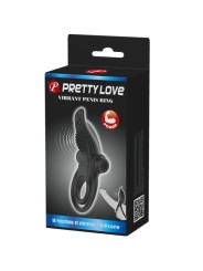 PRETTY LOVE DOBLE ANILLO VIBRADOR ESTIMULADOR CLITORIS 10 VIBRACIONES NEGRO
