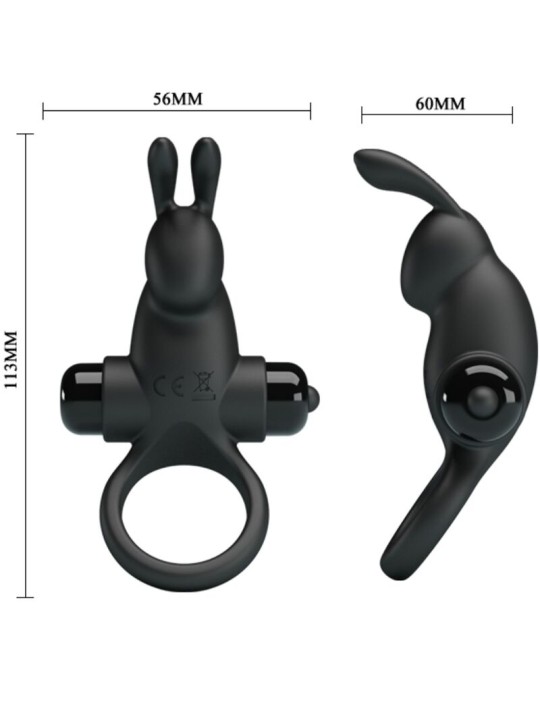 PRETTY LOVE ANILLO VIBRADOR ESTIMULADOR RABBIT CLITORIS 10 VIBRACIONES NEGRO