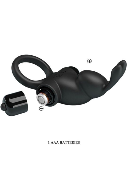 PRETTY LOVE ANILLO VIBRADOR ESTIMULADOR RABBIT CLITORIS 10 VIBRACIONES NEGRO