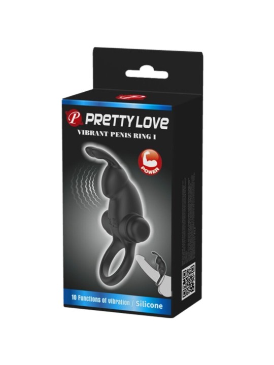 PRETTY LOVE ANILLO VIBRADOR ESTIMULADOR RABBIT CLITORIS 10 VIBRACIONES NEGRO