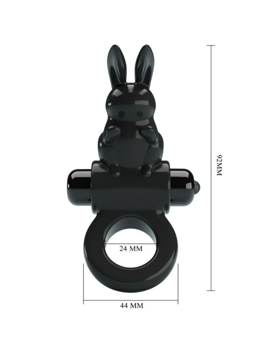 PRETTY LOVE EXCITING RING ANILLO VIBRADOR RABBIT 10 VIBRACIONES NEGRO