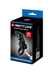 PRETTY LOVE EXCITING RING ANILLO VIBRADOR RABBIT 10 VIBRACIONES NEGRO