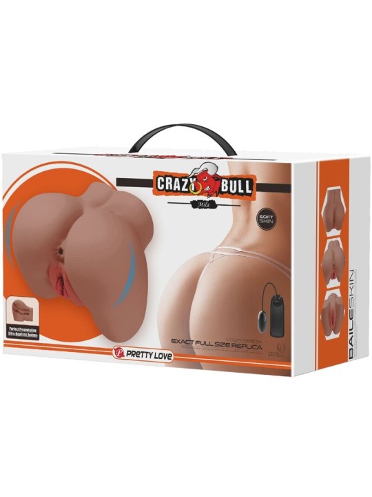 CRAZY BULL MILA TRASERO VIBRADOR CON VAGINA Y ANO REALISTICO NATURAL CONTROL REMOTO