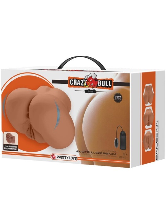 CRAZY BULL LUNA TRASERO VIBRADOR CON VAGINA Y ANO REALISTICO NATURAL CONTROL REMOTO