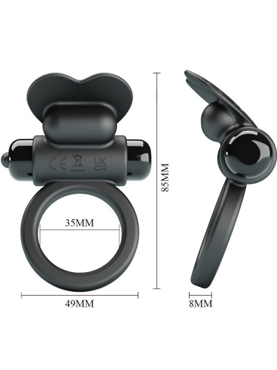 PRETTY LOVE DEBONAIRE ANILLO VIBRADOR CONEJO 10 VIBRACIONES NEGRO