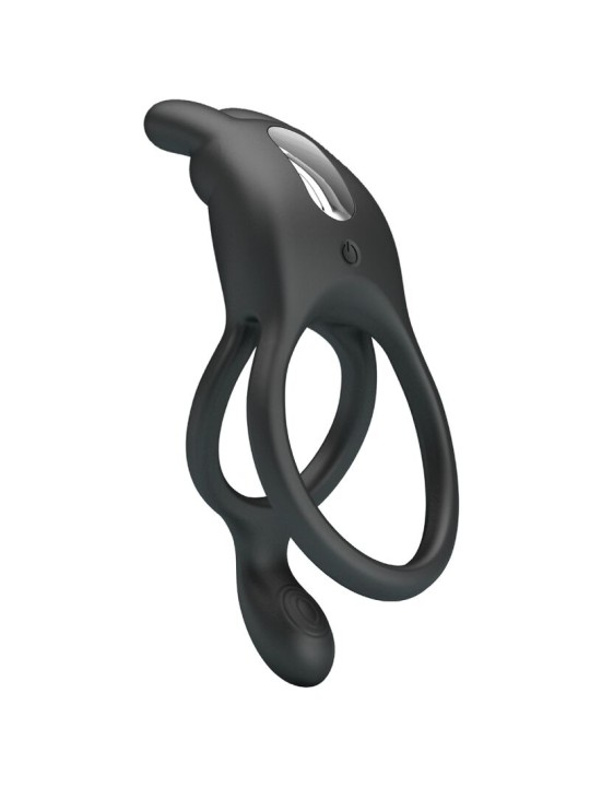 PRETTY LOVE SETH DOBLE ANILLO VIBRADOR RABBIT 7 VIBRACIONES NEGRO