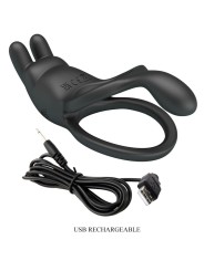 PRETTY LOVE SETH DOBLE ANILLO VIBRADOR RABBIT 7 VIBRACIONES NEGRO