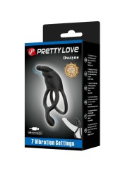PRETTY LOVE SETH DOBLE ANILLO VIBRADOR RABBIT 7 VIBRACIONES NEGRO