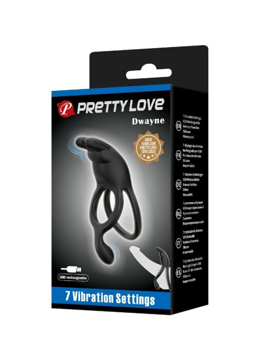 PRETTY LOVE SETH DOBLE ANILLO VIBRADOR RABBIT 7 VIBRACIONES NEGRO