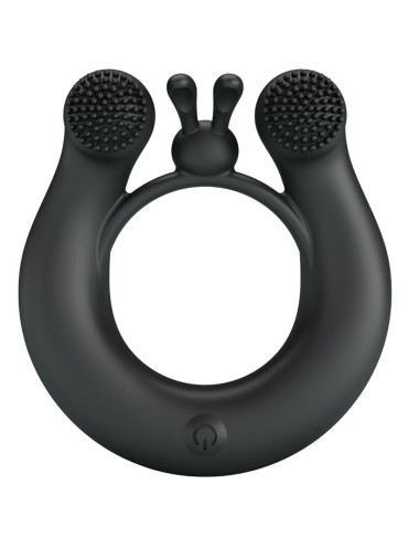 PRETTY LOVE DAHLIA ANILLO VIBRADOR ESTIMULADOR DE CLITOIS 12 VIBRACIONES NEGRO