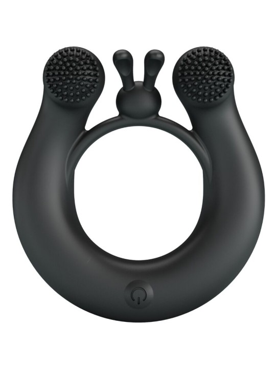 PRETTY LOVE DAHLIA ANILLO VIBRADOR ESTIMULADOR DE CLITOIS 12 VIBRACIONES NEGRO