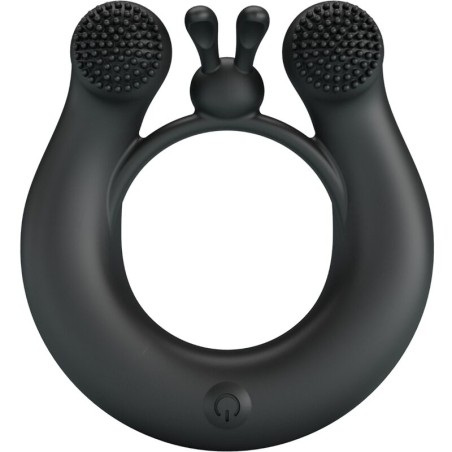 PRETTY LOVE DAHLIA ANILLO VIBRADOR ESTIMULADOR DE CLITOIS 12 VIBRACIONES NEGRO