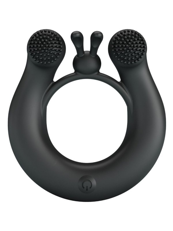 PRETTY LOVE DAHLIA ANILLO VIBRADOR ESTIMULADOR DE CLITOIS 12 VIBRACIONES NEGRO