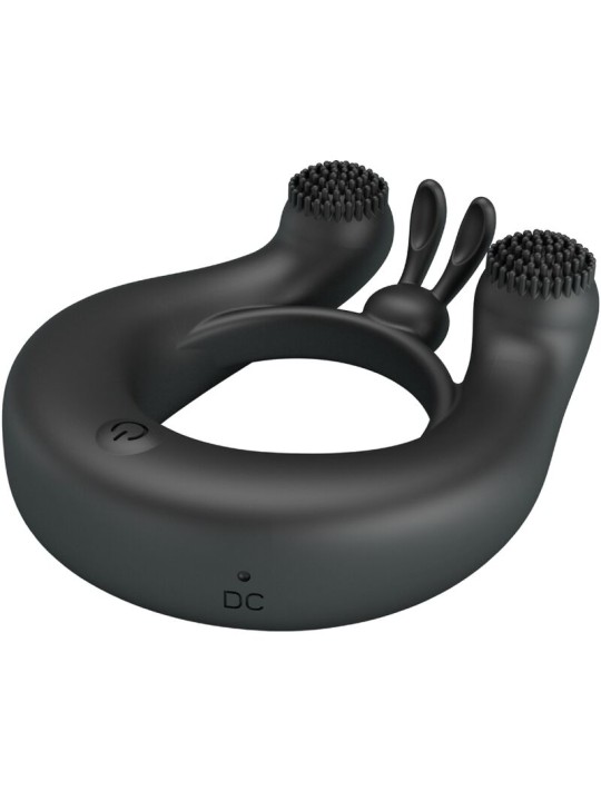 PRETTY LOVE DAHLIA ANILLO VIBRADOR ESTIMULADOR DE CLITOIS 12 VIBRACIONES NEGRO