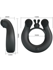 PRETTY LOVE DAHLIA ANILLO VIBRADOR ESTIMULADOR DE CLITOIS 12 VIBRACIONES NEGRO