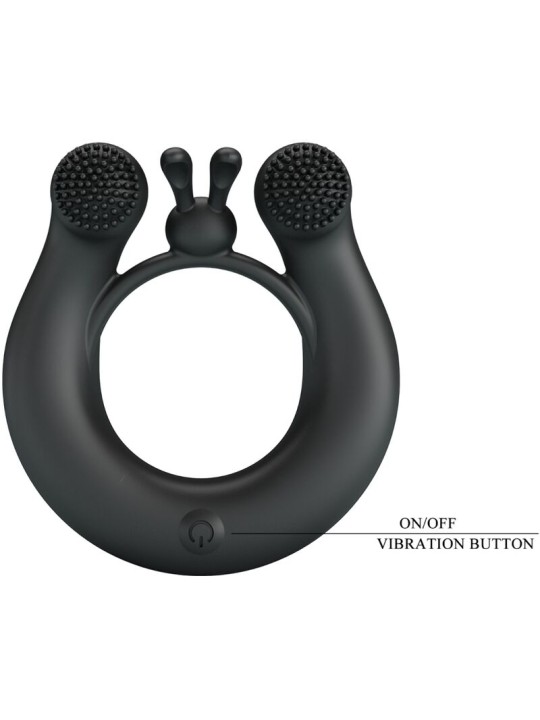 PRETTY LOVE DAHLIA ANILLO VIBRADOR ESTIMULADOR DE CLITOIS 12 VIBRACIONES NEGRO