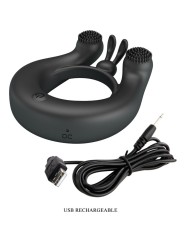 PRETTY LOVE DAHLIA ANILLO VIBRADOR ESTIMULADOR DE CLITOIS 12 VIBRACIONES NEGRO