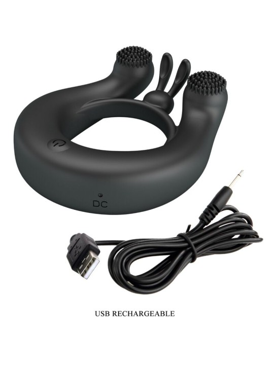 PRETTY LOVE DAHLIA ANILLO VIBRADOR ESTIMULADOR DE CLITOIS 12 VIBRACIONES NEGRO