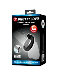 PRETTY LOVE DAHLIA ANILLO VIBRADOR ESTIMULADOR DE CLITOIS 12 VIBRACIONES NEGRO