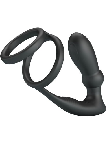 PRETTY LOVE EMONI ANILLO PENE PLUG ANAL 12 VIBRACIONES NEGRO