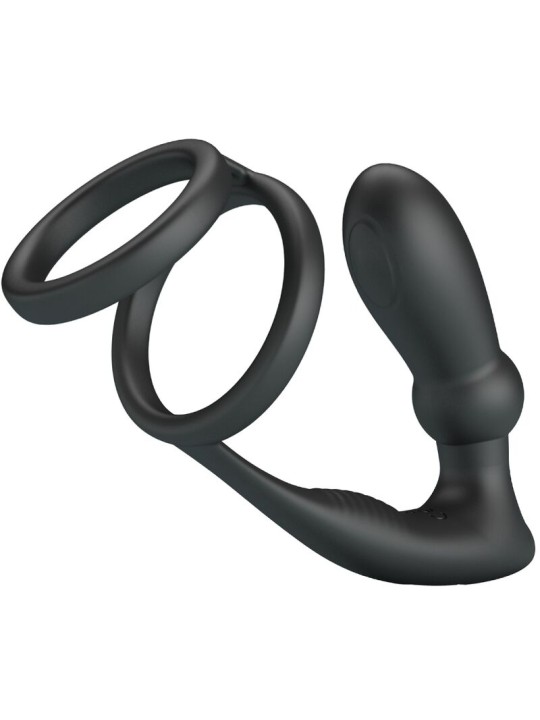 PRETTY LOVE EMONI ANILLO PENE PLUG ANAL 12 VIBRACIONES NEGRO