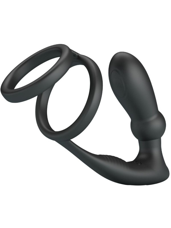 PRETTY LOVE EMONI ANILLO PENE PLUG ANAL 12 VIBRACIONES NEGRO