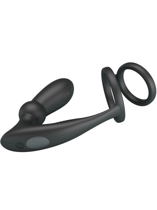 PRETTY LOVE EMONI ANILLO PENE PLUG ANAL 12 VIBRACIONES NEGRO