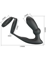 PRETTY LOVE EMONI ANILLO PENE PLUG ANAL 12 VIBRACIONES NEGRO
