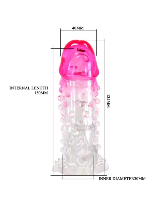 PRETTY LOVE WILFORD FUNDA REALISTICA ALARGADORA CON RELIEVE PARA PENE ROSA