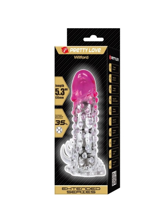 PRETTY LOVE WILFORD FUNDA REALISTICA ALARGADORA CON RELIEVE PARA PENE ROSA