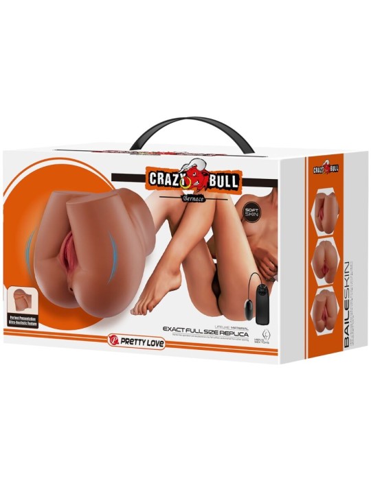 CRAZY BULL BERNACE TRASERO VIBRADOR CON VAGINA Y ANO REALISTICO NATURAL CONTROL REMOTO