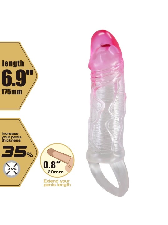 PRETTY LOVE ODES FUNDA REALISTICA ALARGADORA DE 2 CM PARA PENE ROSA