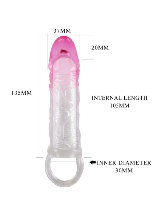 PRETTY LOVE ODES FUNDA REALISTICA ALARGADORA DE 2 CM PARA PENE ROSA