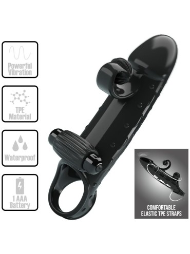 ROMANCE FUNDA PARA PENE CON VIBRACION NEGRO