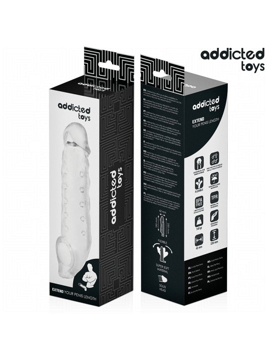 ADDICTED TOYS FUNDAS PARA EL PENE TRANSPARENTE TALLA M 27 CM