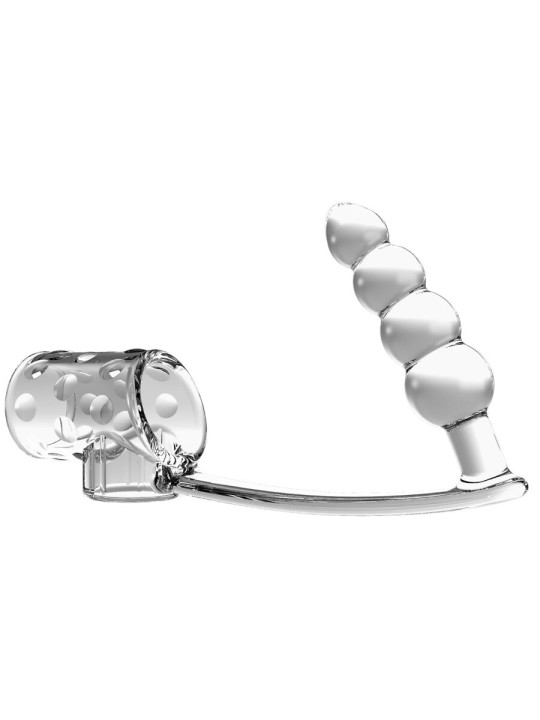 PRETTY LOVE FUNDA PARA PENE CON PLUG ANAL TRANSPARENTE