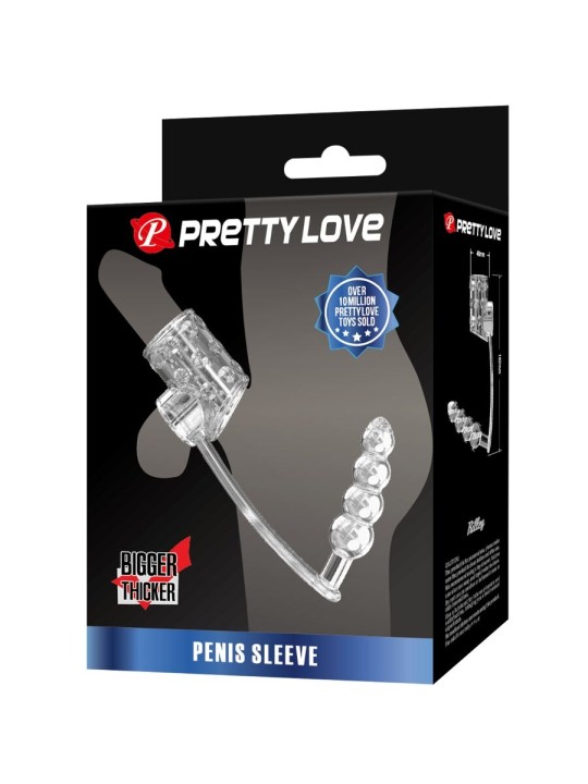 PRETTY LOVE FUNDA PARA PENE CON PLUG ANAL TRANSPARENTE