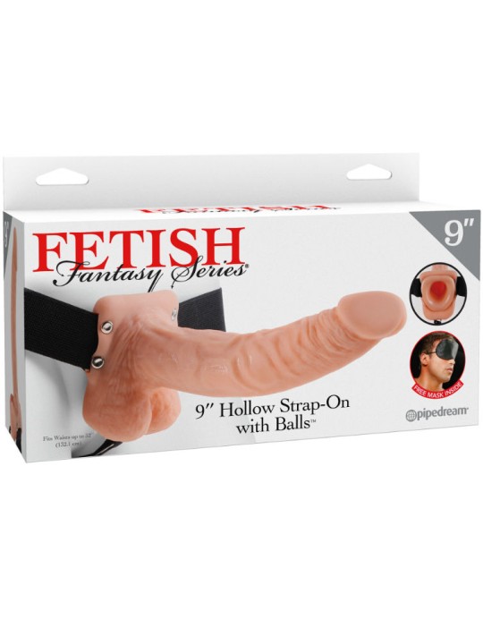 FETISH FANTASY SERIES 9 HOLLOW STRAP ON WITH BALLS 229CM NATURAL