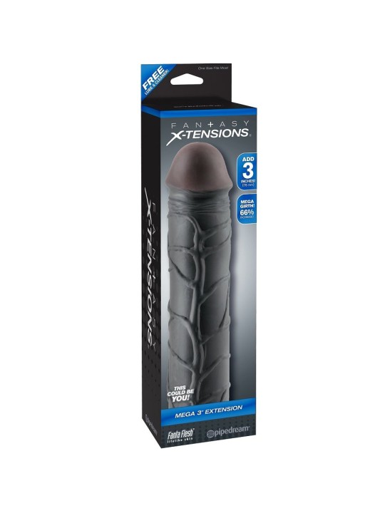 FANTASY X TENSIONS MEGA 3 EXTENSION NEGRO PARA EL PENE
