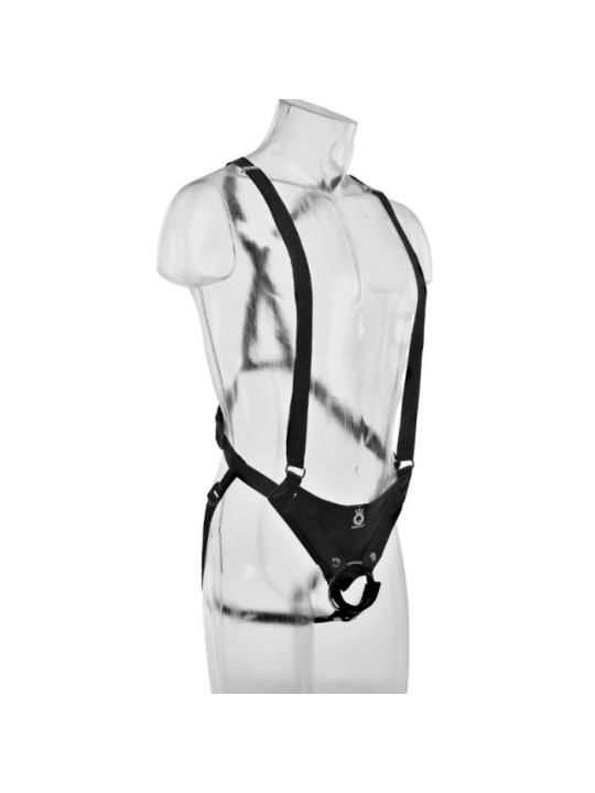 KING COCK STRAP ON CON DILDO HUECO 28 CM Y TIRANTES COLOR CARNE