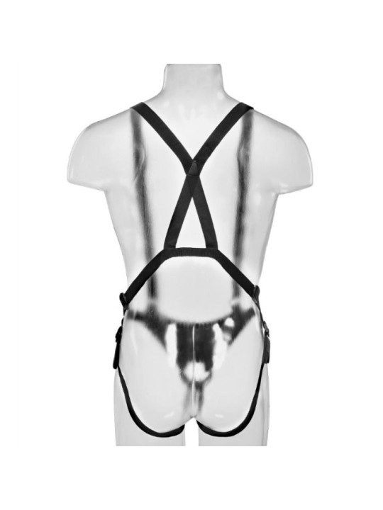 KING COCK STRAP ON CON DILDO HUECO 28 CM Y TIRANTES COLOR CARNE