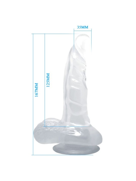 BAILE DILDO REALISTICO CON VENTOSA Y TESTICULOS 167 CM TRANSPARENTE