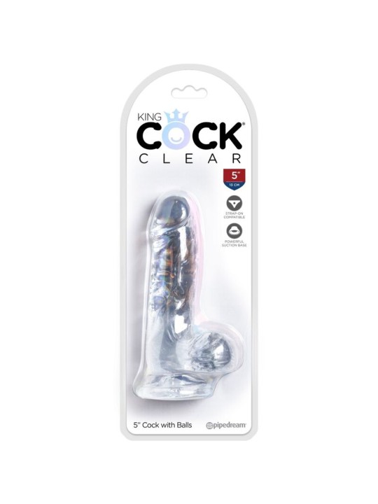 KING COCK CLEAR PENE REALISTICO CON TESTICULOS 101 CM TRANSPARENTE