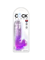 KING COCK CLEAR PENE REALISTICO CON TESTICULOS 135 CM MORADO