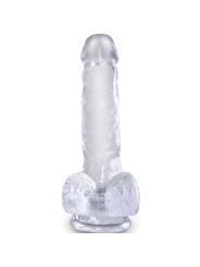 KING COCK CLEAR PENE REALISTICO CON TESTICULOS 135 CM TRANSPARENTE