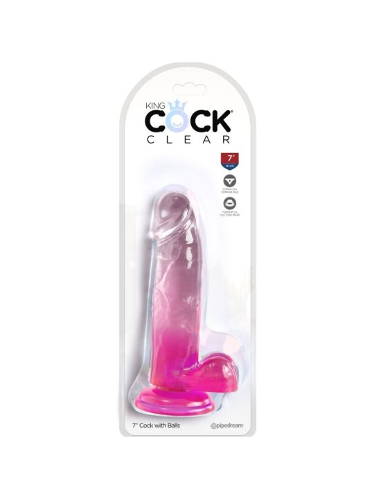 KING COCK CLEAR PENE REALISTICO CON TESTICULOS 152 CM ROSA