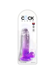 KING COCK CLEAR PENE REALISTICO CON TESTICULOS 152 CM MORADO