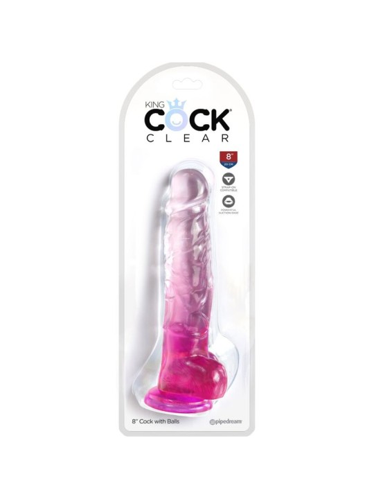 KING COCK CLEAR PENE REALISTICO CON TESTICULOS 165 CM ROSA